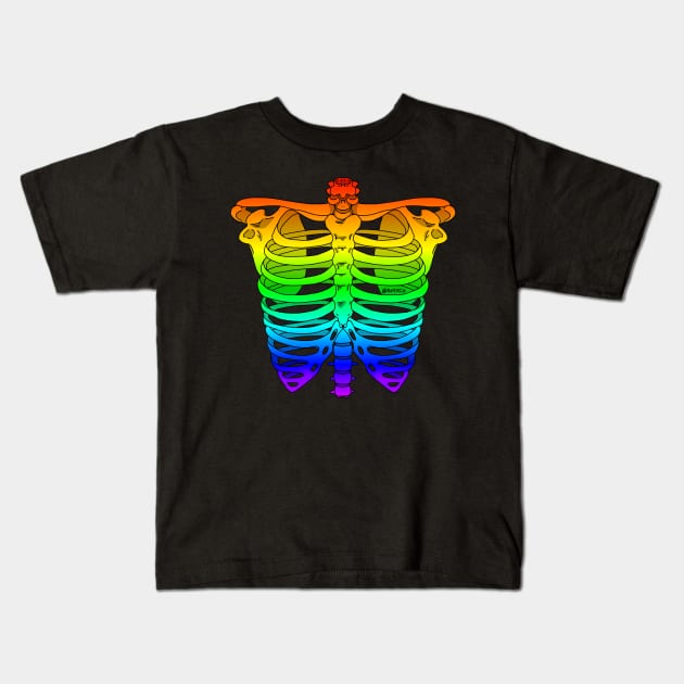 Rainbow Ribcage Kids T-Shirt by Bat13SJx